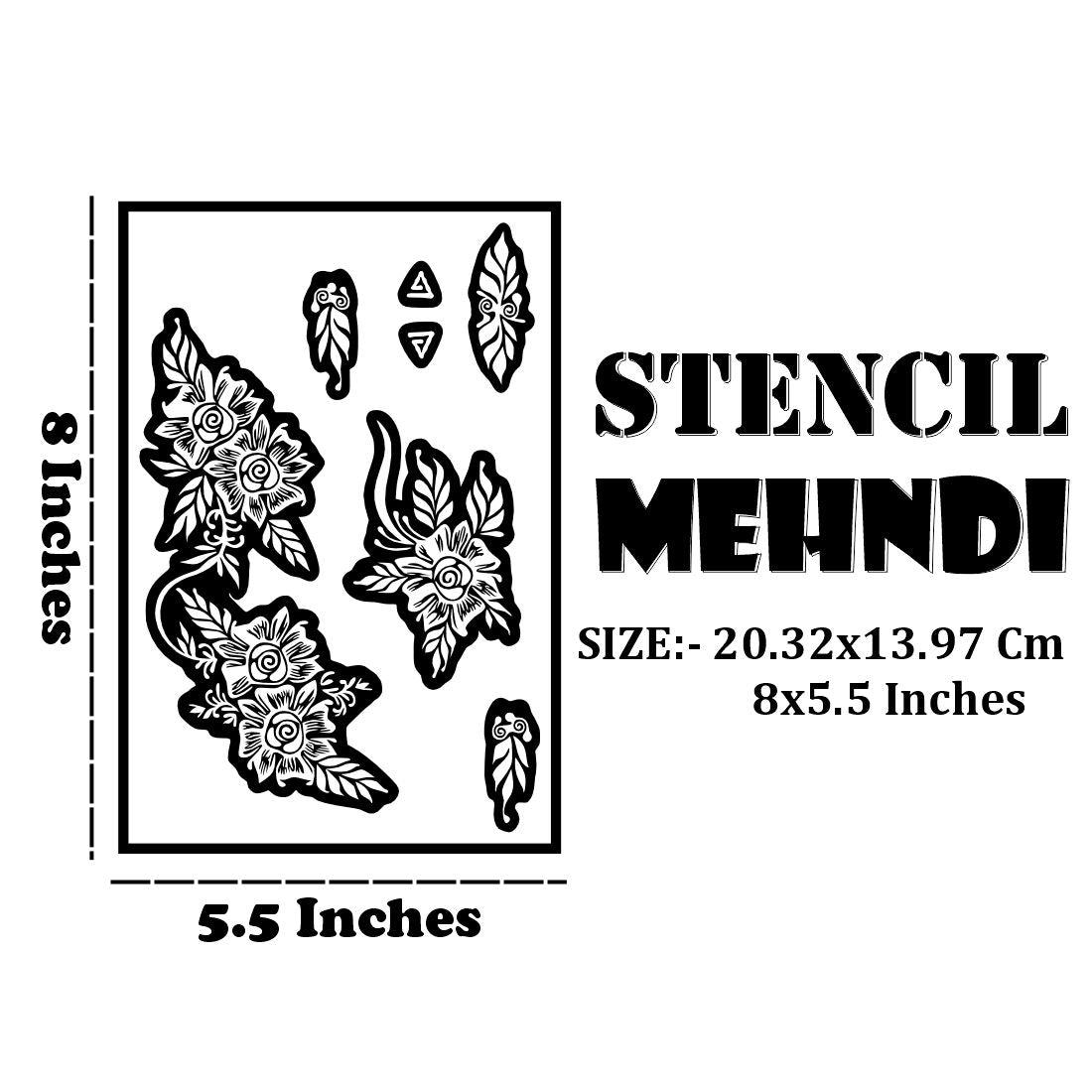 Reusable Floral & Leaf Mehndi Stencil For Artistic Hand Designs