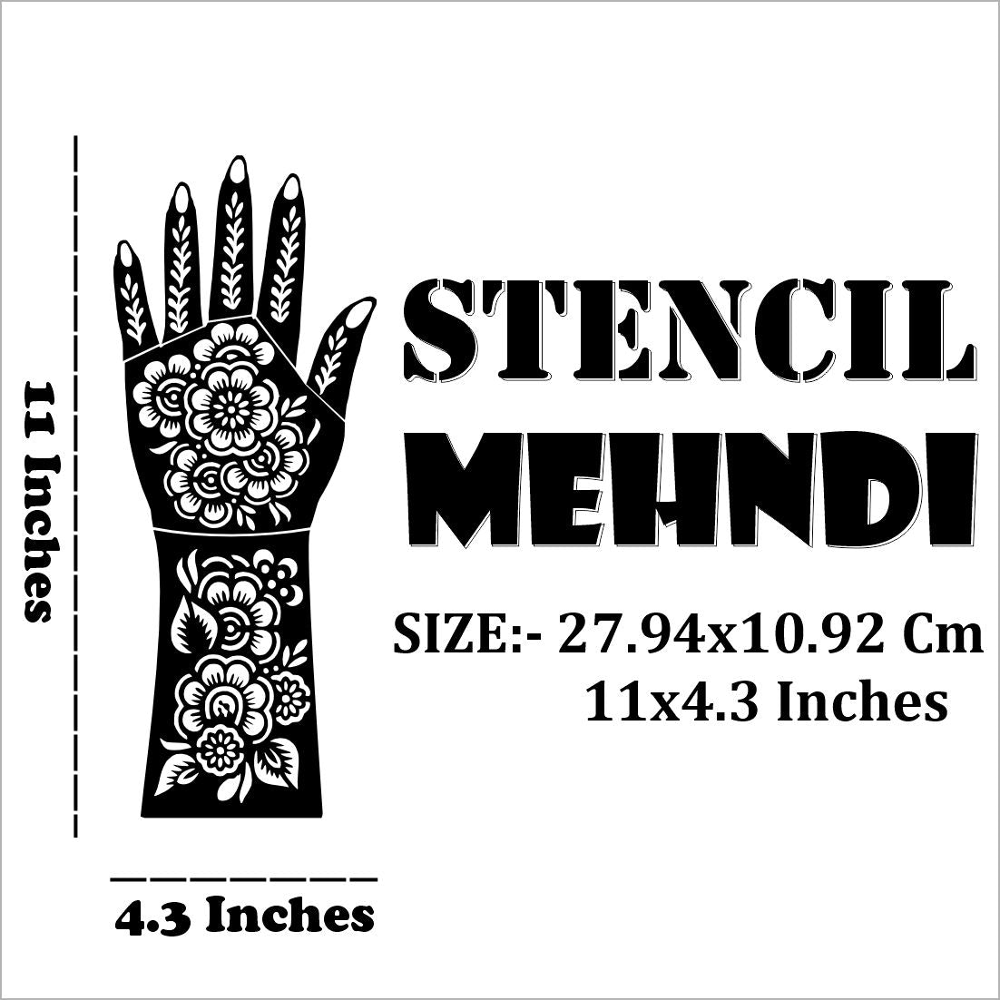 Wedding Day Mehndi Stencil Sticker For Bride Featuring Romantic Couple Easy To Use With Instant Beautiful Design