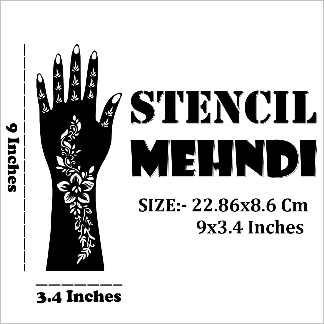 Self-Use Mehndi Stencil Sticker for Easy At-Home Henna Application Peel And Stick Stencil Mehndi Sticker For Women, Girls And Teen-age