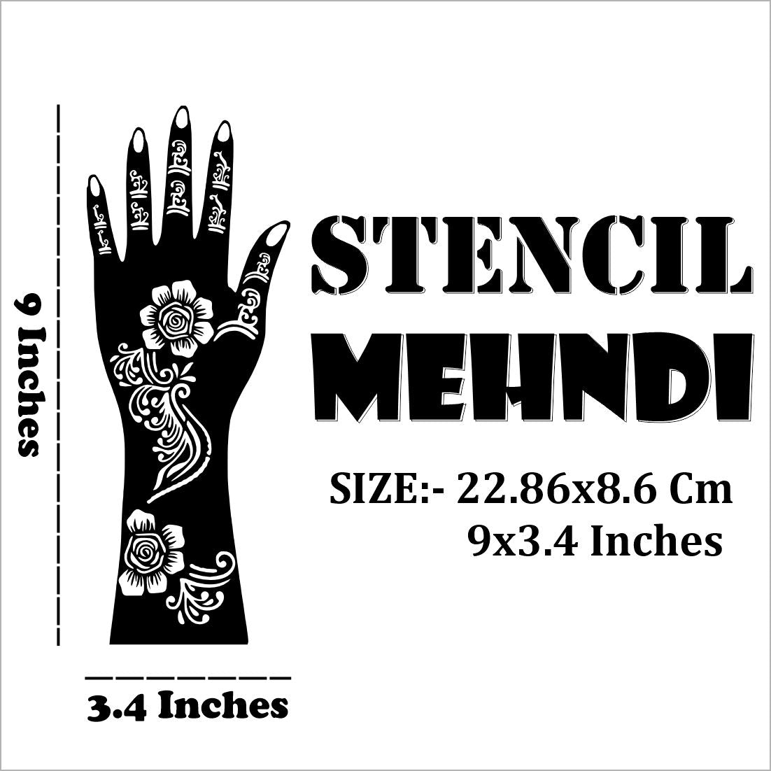 Creative Mehndi Stencil Sticker for Hands, Palms, and Fingers Peel And Stick Stencil Mehndi Sticker For Women, Girls And Teen-age