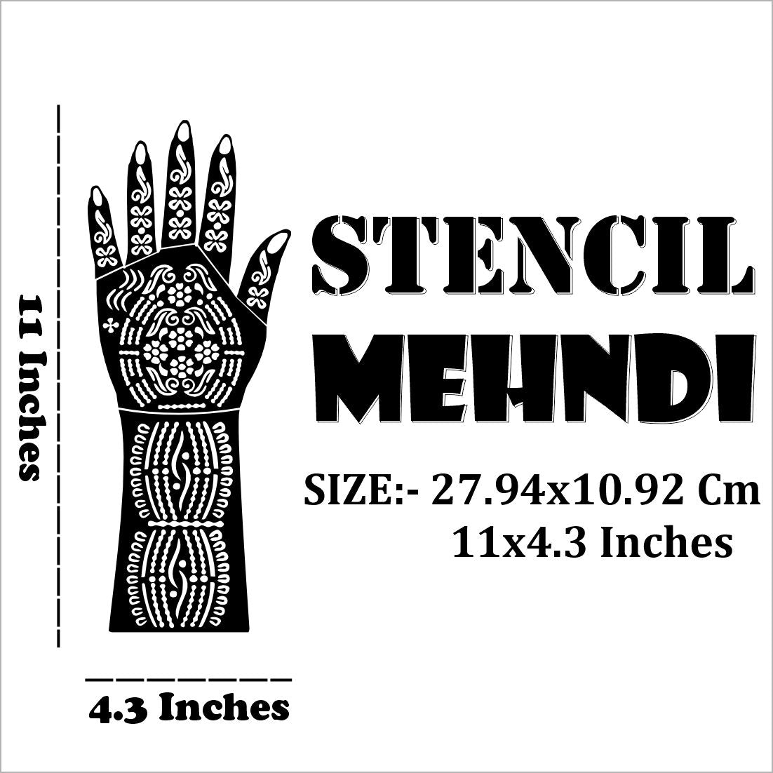 Wedding Mehndi Stencil Sticker For Brides Featuring Couple Holding Hands Easy To Use With Instant Beautiful Design