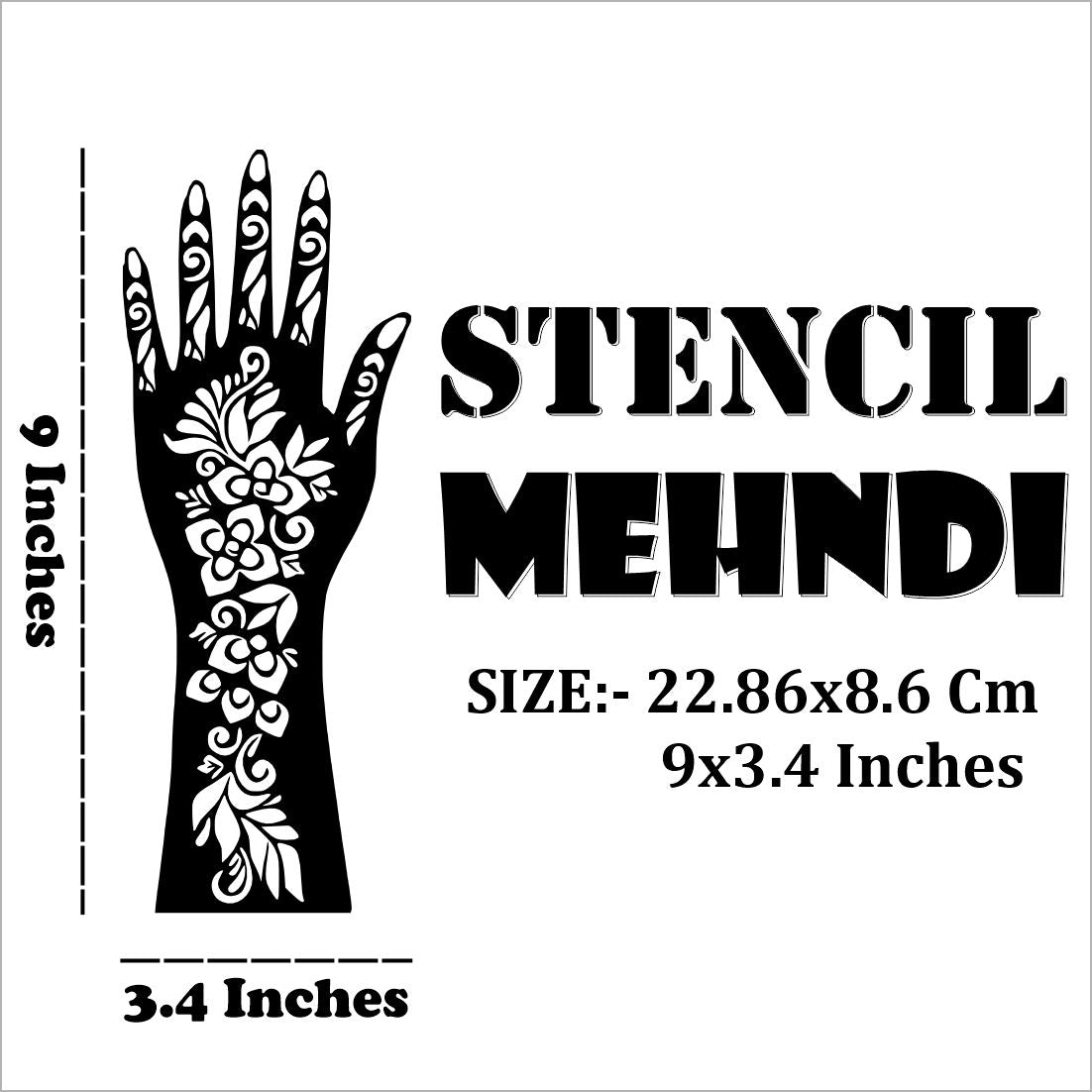 Elegant Mehndi Stencil Sticker for Wedding, Engagement and Special Events Peel And Stick Stencil Mehndi Sticker For Women, Girls And Teen-age