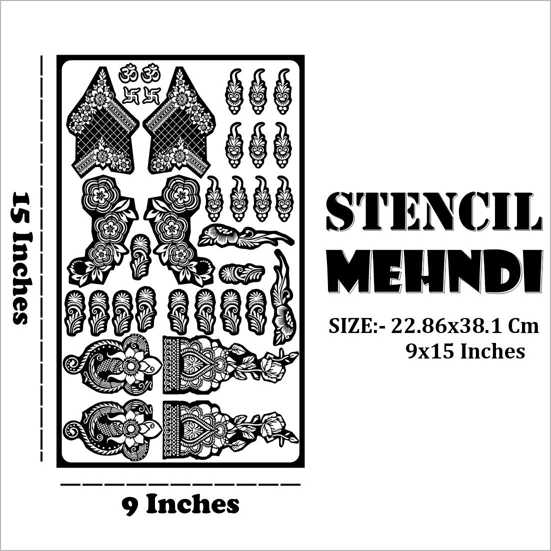 Complete Mehndi Art Stencil Sheet – Modern & Classic Fusion Designs