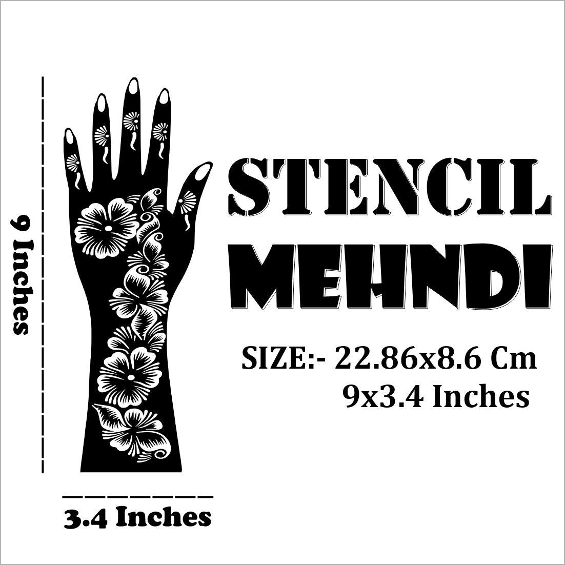 Designer Mehndi Stencil Sticker for Any Party And Any Occasion Peel And Stick Stencil Mehndi Sticker For Women, Girls And Teen-age