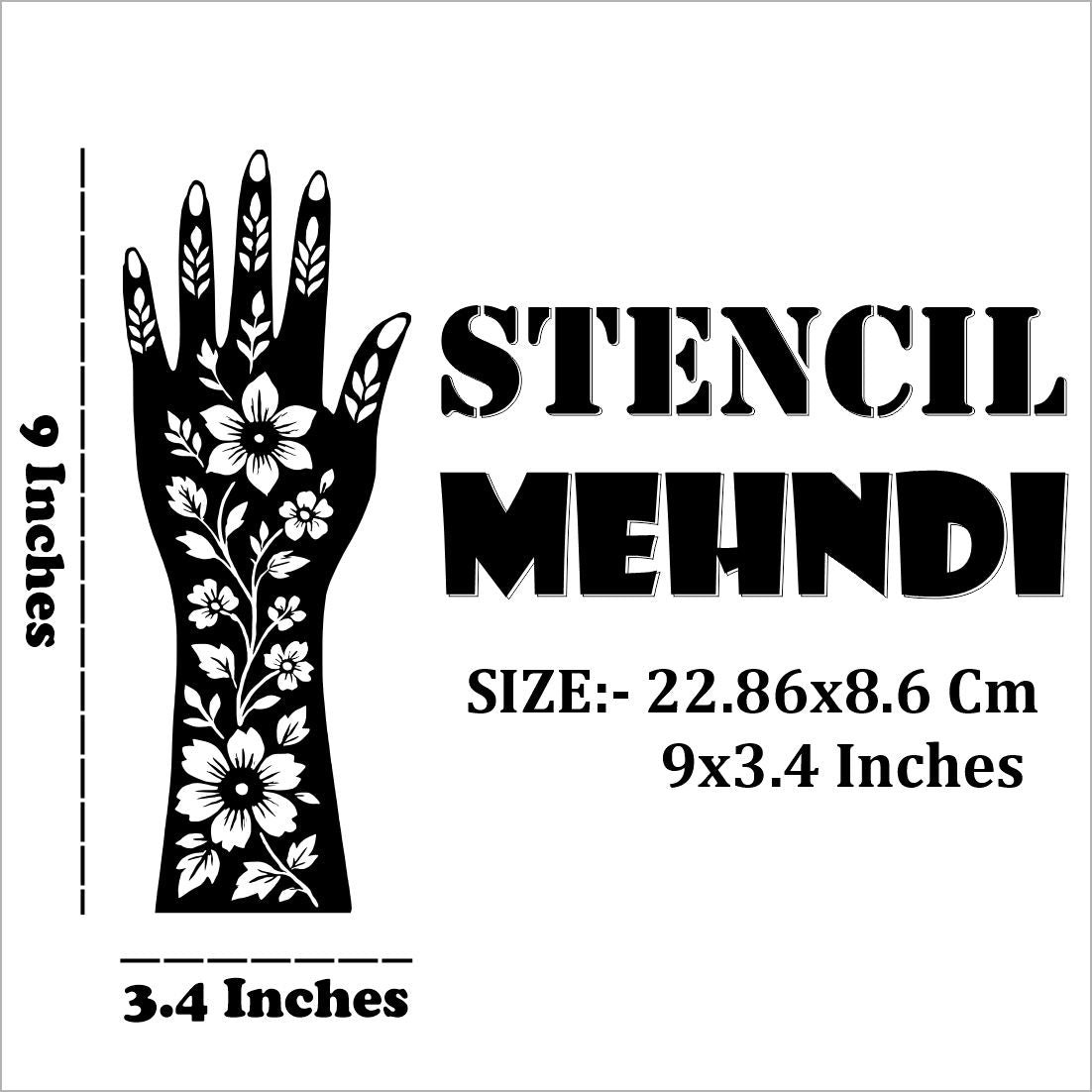 Elegant Floral Mehndi Stencil Sticker for Simple and Pretty Designs Peel And Stick Stencil Mehndi Sticker For Women, Girls And Teen-age