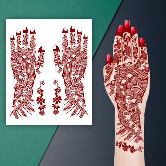Mandala Full Hand Flower Mehndi Design Temporary Tattoo Sticker For Girls And Women Mehndi Tattoo Sticker