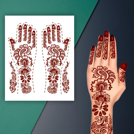 Full Hand Henna Mehndi Tattoo Flower Temporary Tattoo Sticker For Girls And Women Mehndi Tattoo Sticker
