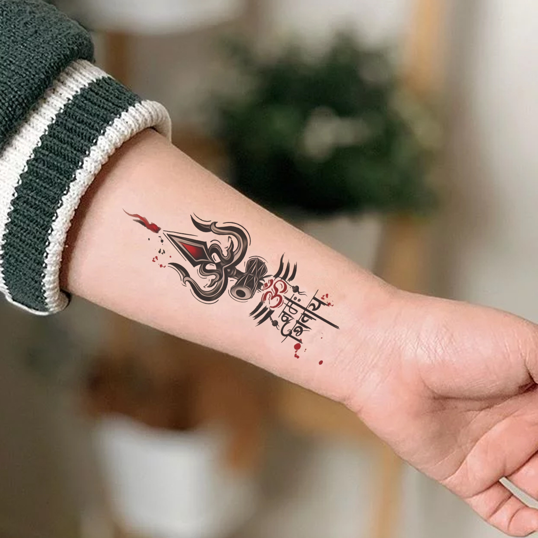 Om Namah Shivay Tattoo God Trishul Waterproof Boys and Girls Temporary Tattoo