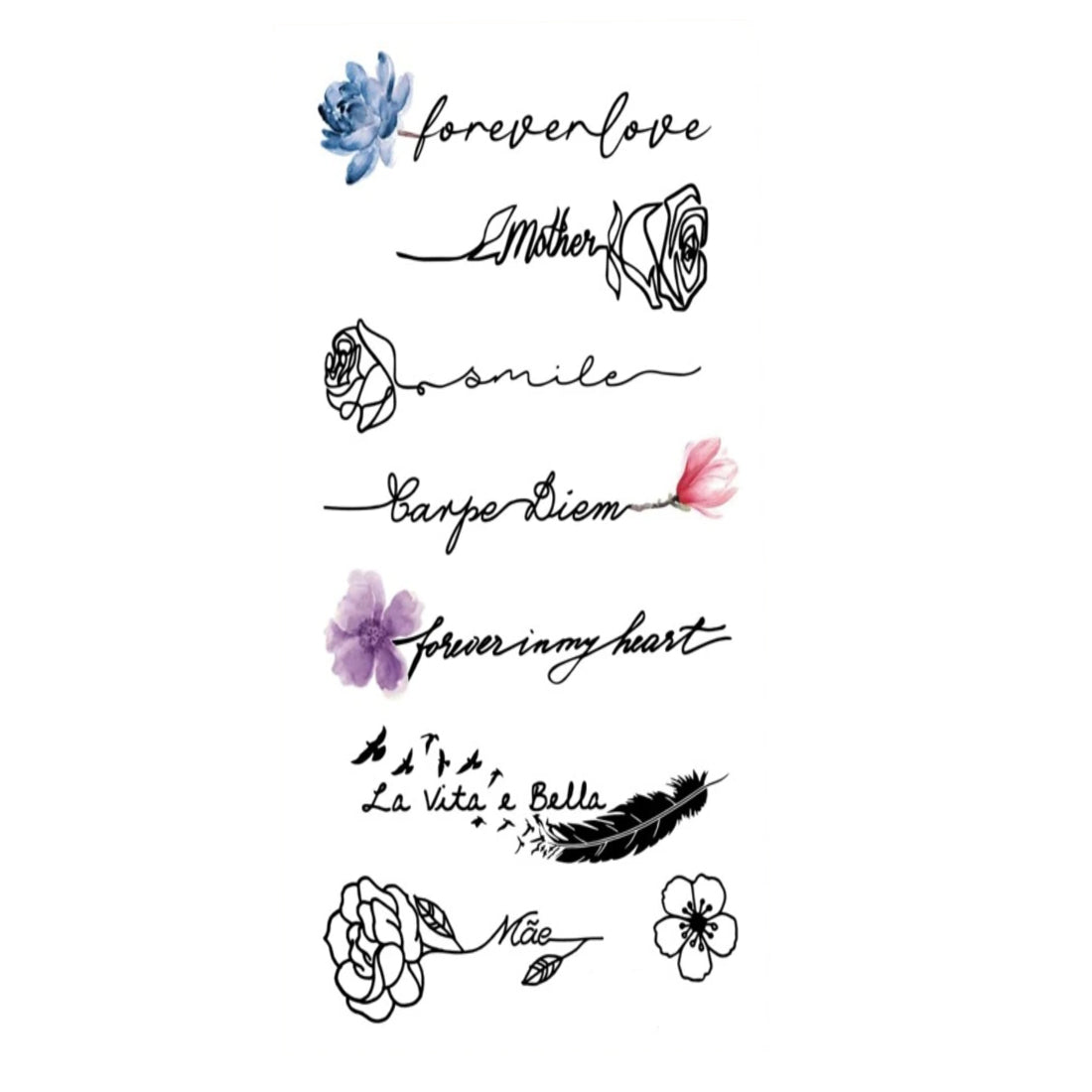 Beautiful Quotes Tattoo Birds with Feather Waterproof Boys and Girls Temporary Body Tattoo
