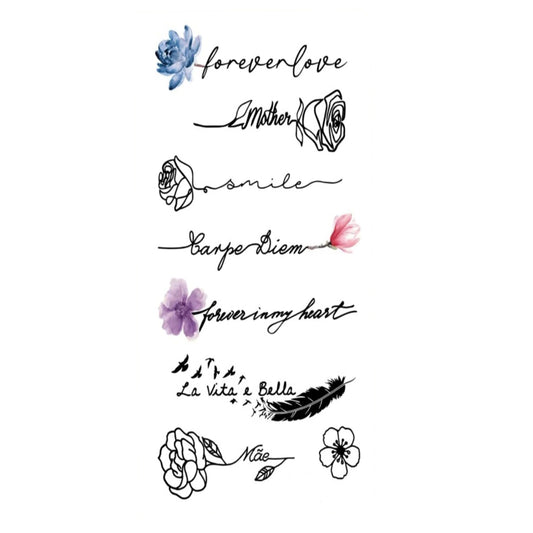 Beautiful Quotes Tattoo Birds with Feather Waterproof Boys and Girls Temporary Body Tattoo