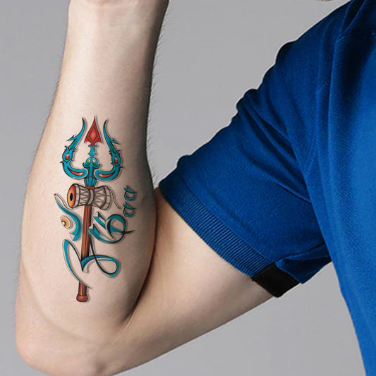 Trishul and Maa Paa Tattoo Waterproof Girls and Boys Temporary Tattoo