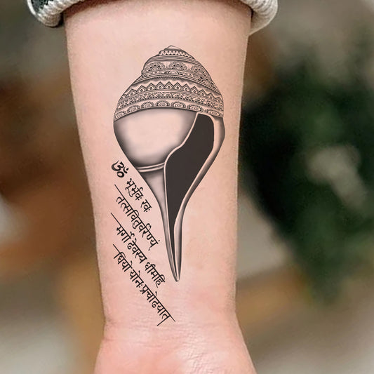 Sankh with Gaytri Mantra Temporary Tattoo Waterproof For Male and Female Temporary Body Tattoo