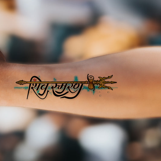 Shiv Smran Tattoo with Shiva Trishul Waterproof For Male and Women Temporary Body Tattoo