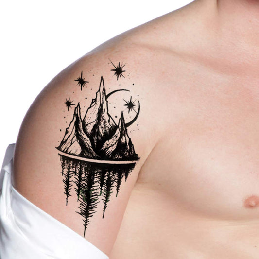 Star Mountain Forest Tattoo Waterproof Boys and Girls Temporary Body Tattoo - Temporarytattoowala