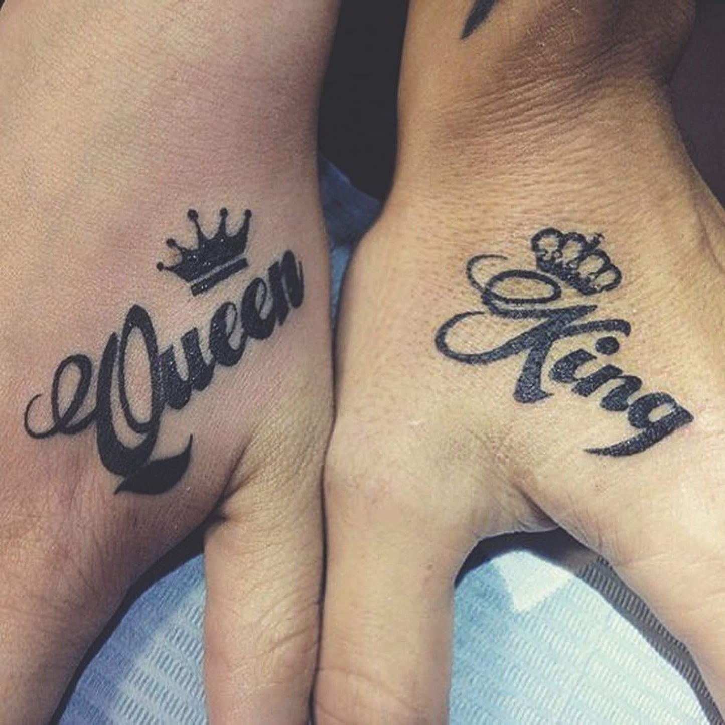 King Queen Tattoo Waterproof Male and Female Temporary Body Tattoo - Temporarytattoowala