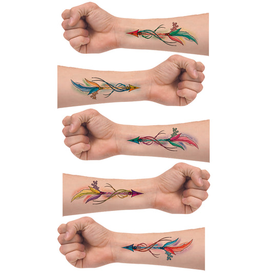 Leaf with Arrow Tattoo Waterproof For Men and Women Multi Temporary Body Tattoo