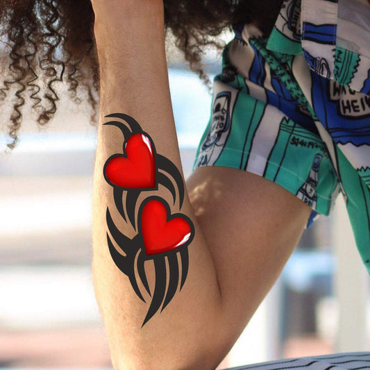 Tribal Heart with Wings Temporary Waterproof Tattoo For Men and Women