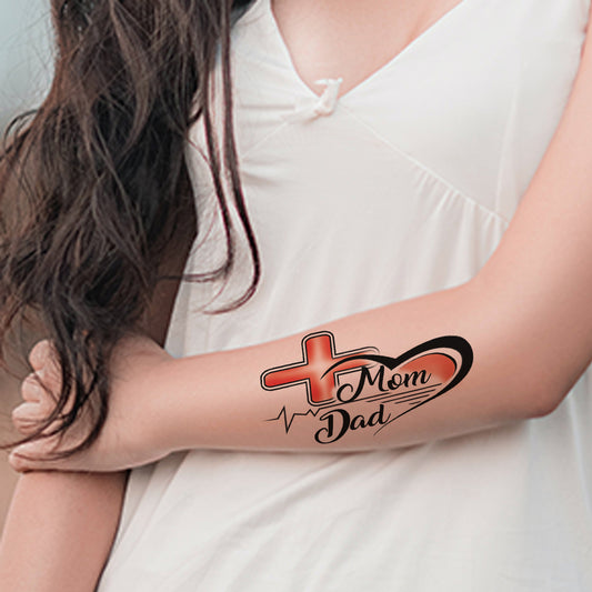Mom and Dad Tattoo Plus Heart Waterproof Temporary Body Tattoo