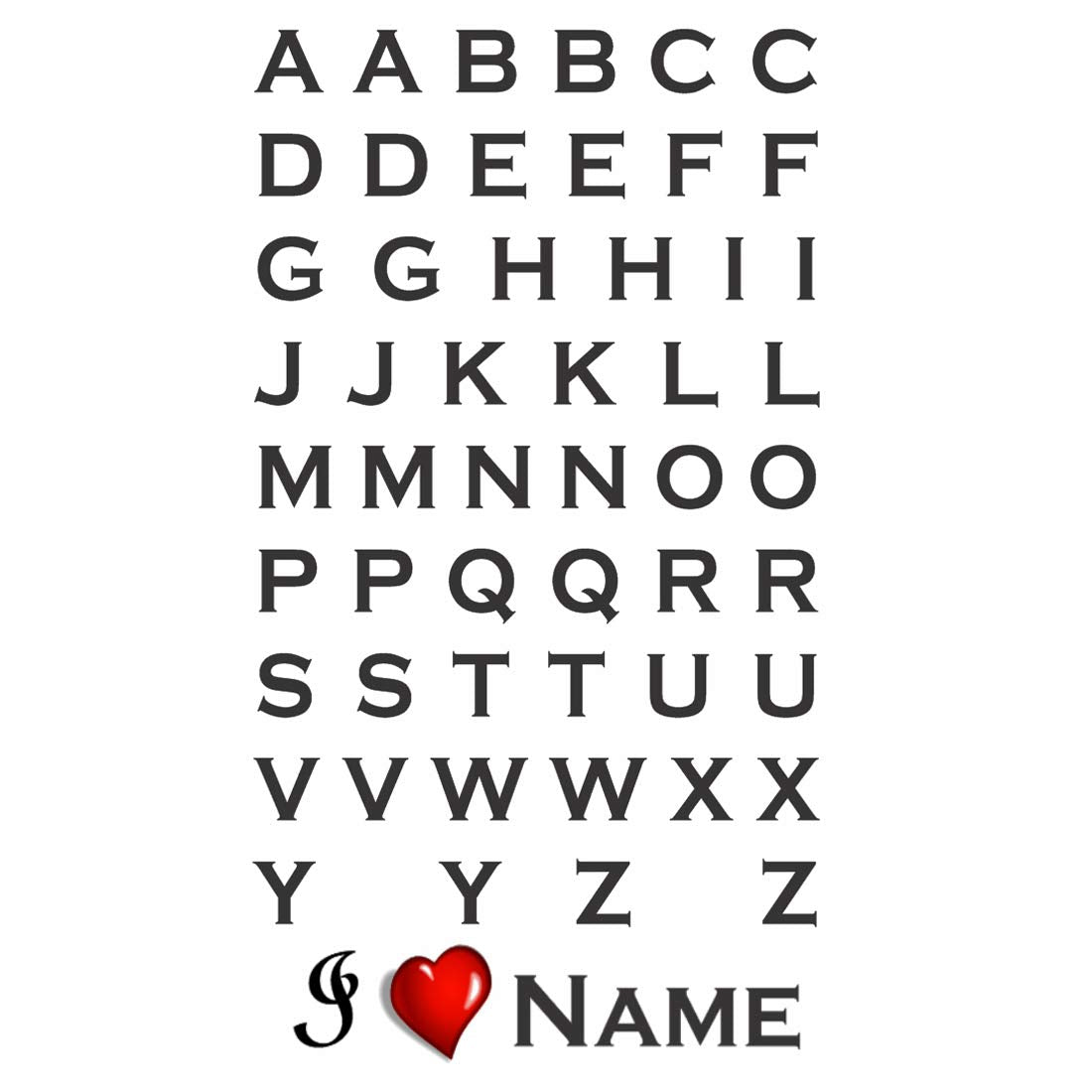 Love Name Alphabet Latter (Girlfriend & Boyfriend) Tattoo Waterproof Boys and Girls Temporary Body Tattoo - Temporarytattoowala