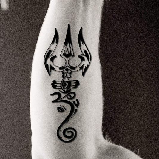 Temporary Tattoowala Trishul Eye With Om Tattoo Waterproof Men and Women Temporary Body Tattoo…
