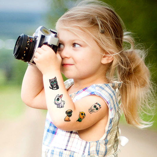 Animals Dog, Cat, Pig, Birds Tattoo Waterproof For Boys and Girls Temporary Body Tattoo