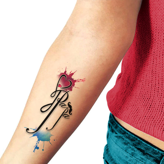 Heart with Maa Paa Tattoo Waterproof For Girls and Boys Multi Temporary Body Tattoo