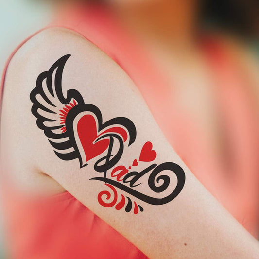 Temporary Tattoowala Heart with Dad Tattoo Temporary Body Waterproof Boy and Girl Tattoo - Temporarytattoowala