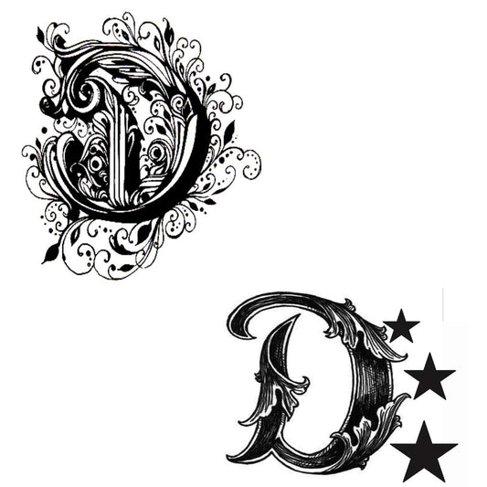 Name D Letter Two Design Alphabet Body Temporary Tattoo Waterproof For Girls Men Women
