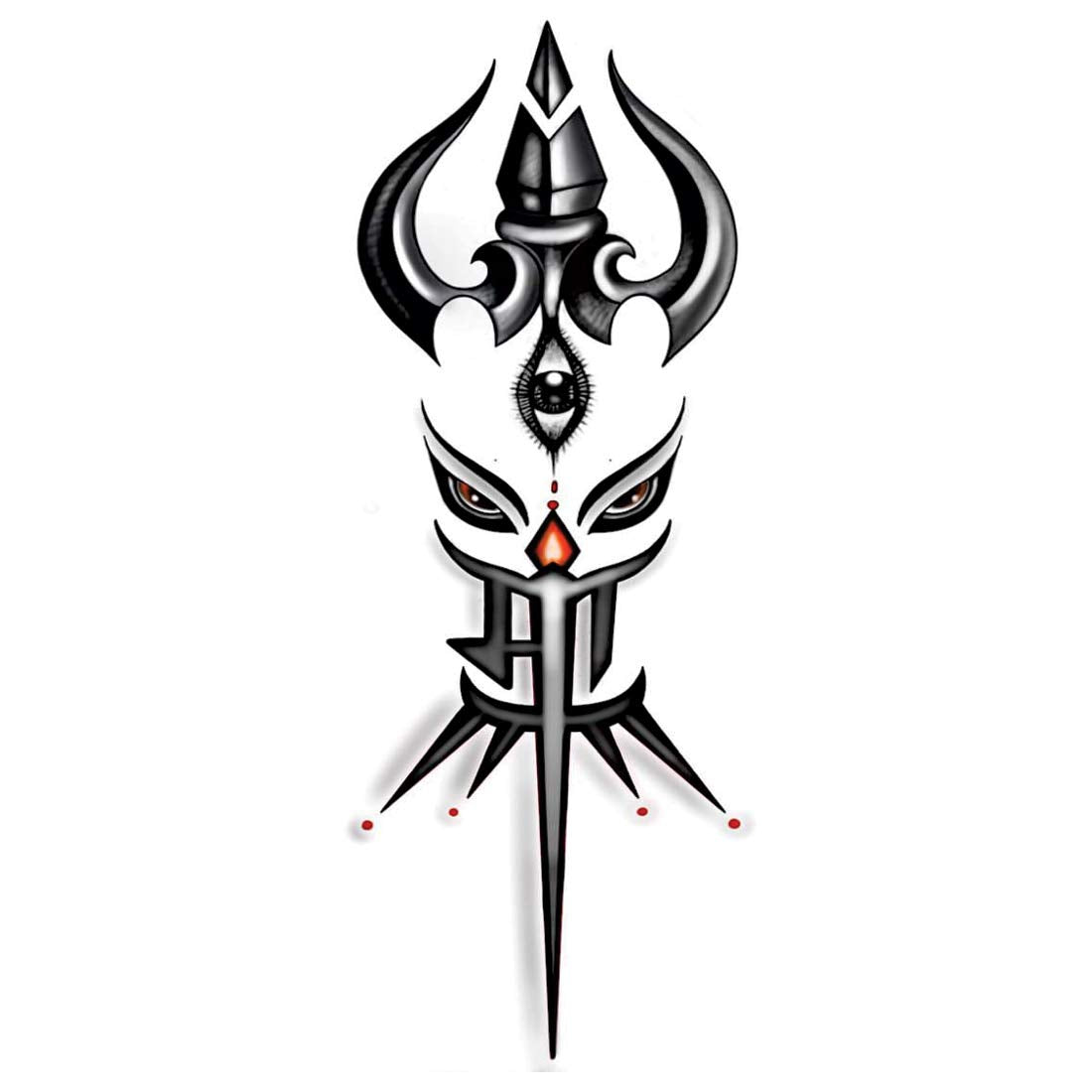 Maa With Lord Shiva Eye Trishul Temporary Body Tattoo Waterproof For Girls Men Women - Temporarytattoowala