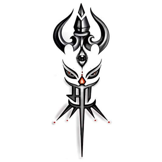 Maa With Lord Shiva Eye Trishul Temporary Body Tattoo Waterproof For Girls Men Women - Temporarytattoowala