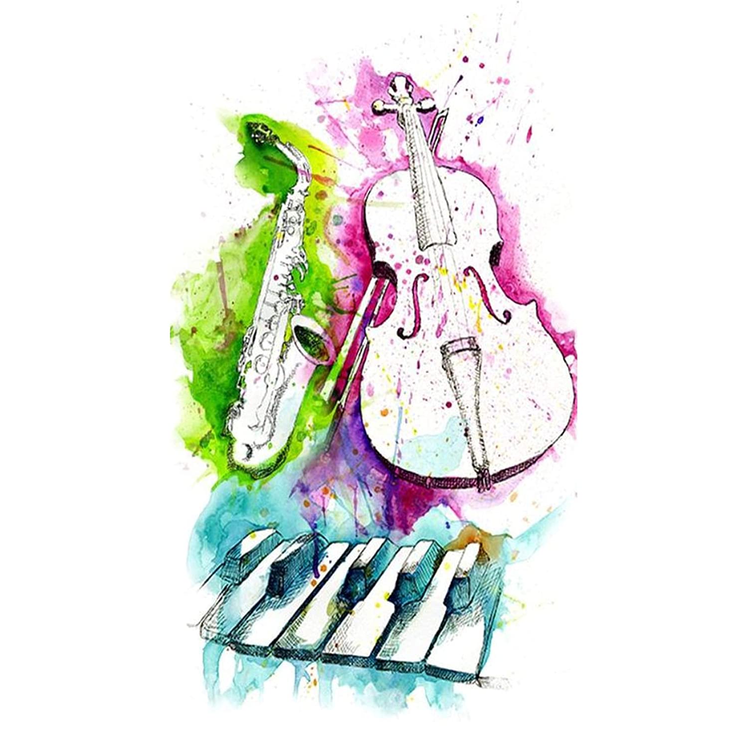 Music Instruments Guitar Piano Saxophone Temporary Body Tattoo Waterproof For Girls Men Women - Temporarytattoowala