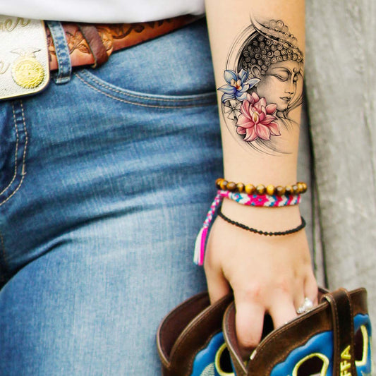 Budhaa Gods with Lotus Graffiti Temporary Waterproof Tattoo For Men and Women