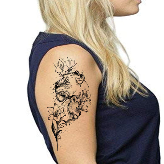 Temporary Tattoowala Tiger and Flower Men and Women Waterproof Temporary Body Tattoo