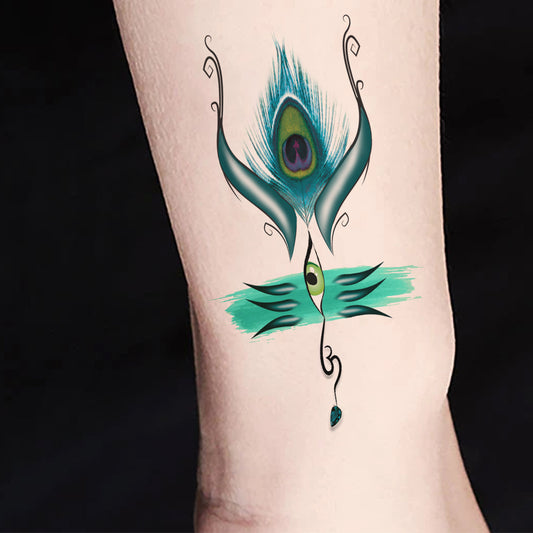 Lord Shiva Eye Om with Peacock Feather Tattoo Waterproof For Girls and Boys Temporary Body Tattoo