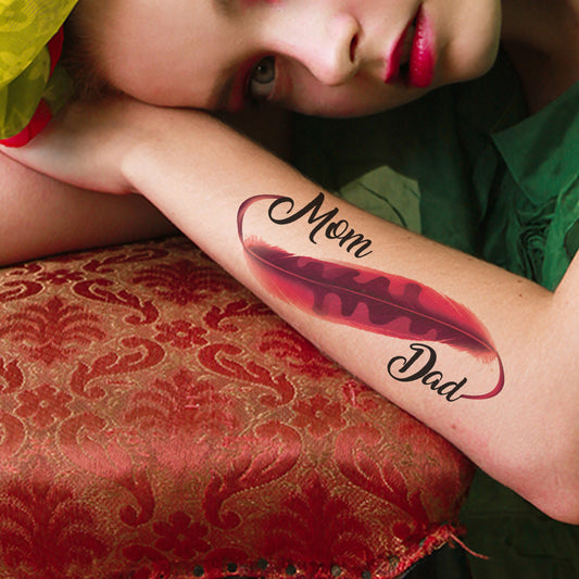 Mom and Dad Tattoo Feather Waterproof For Male and Female Temporary Tattoo