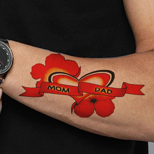 Mom and Dad Tattoo Heart Flower Waterproof Temporary Body Tattoo