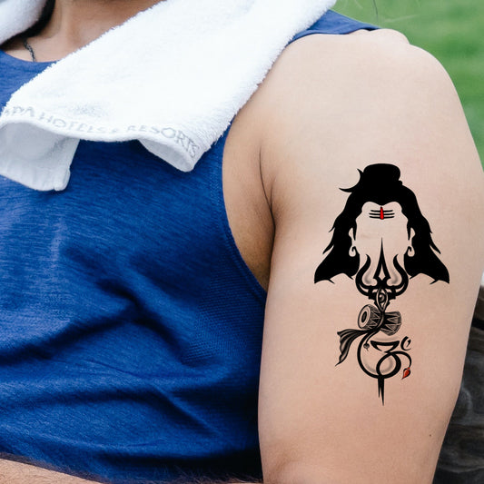 Shiv with Trishul and Damru Gods Tattoo For Boy and Girl Temporary Body Tattoo Waterproof Sticker