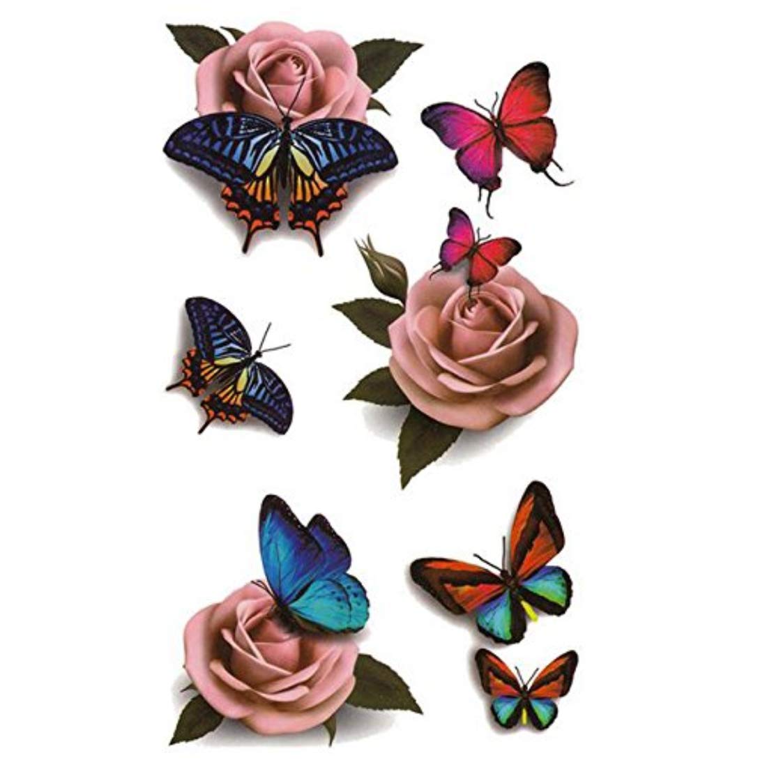 Rose Butterfly Tattoo Waterproof Boys and Girls Temporary Body Tattoo - Temporarytattoowala