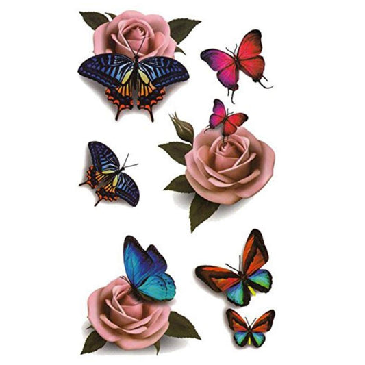Rose Butterfly Tattoo Waterproof Boys and Girls Temporary Body Tattoo - Temporarytattoowala