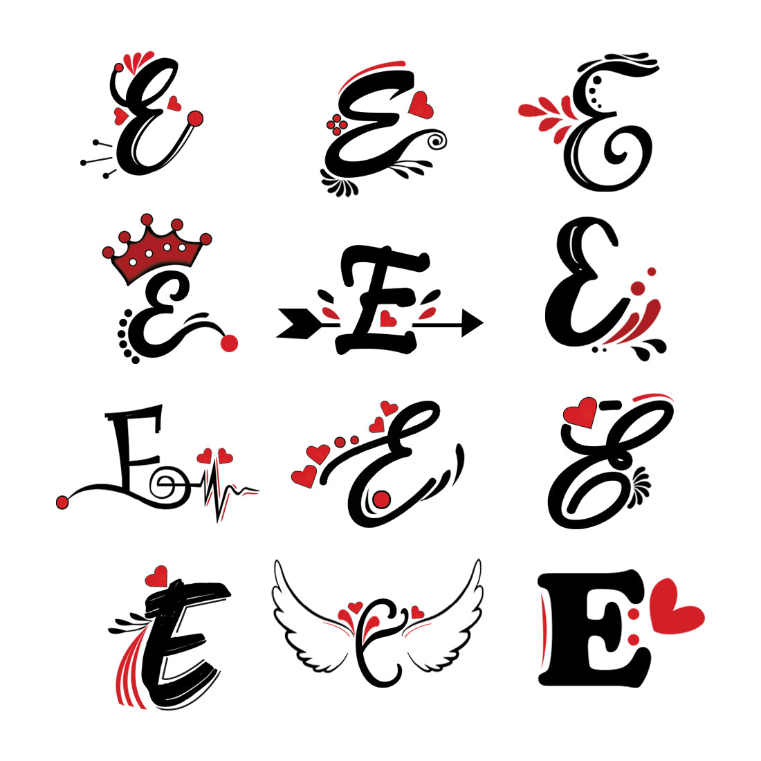 E Name Tattoo, Alphabet Tattoo, Temporary Tattoo, Tattoo, Sticker, Tattoo,