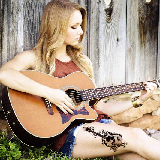 Guitar Lovers Music Tattoo Waterproof Male and Female Temporary Body Tattoo - Temporarytattoowala