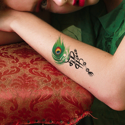 Feather and Maa Paa Tattoo Waterproof For Women Temporary Tattoo
