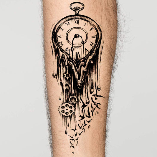 Time watch flying birds Temporary Body Tattoo Waterproof For Girls Men Women - Temporarytattoowala