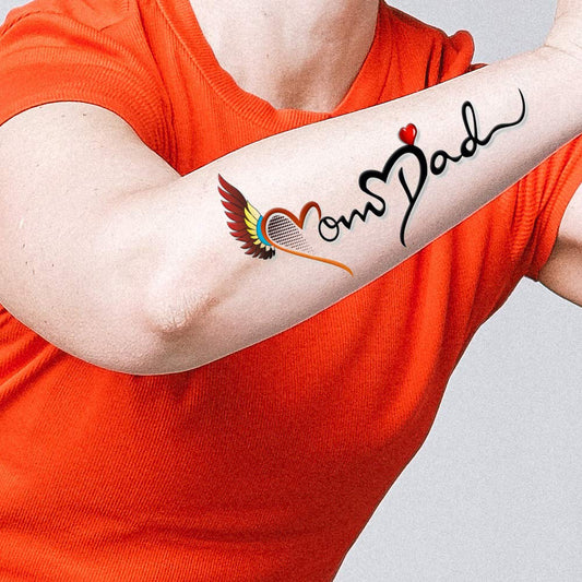 Temporary Tattoowala Heart Wing with Mom Dad Tattoo Temporary Body Waterproof Boy and Girl Tattoo - Temporarytattoowala