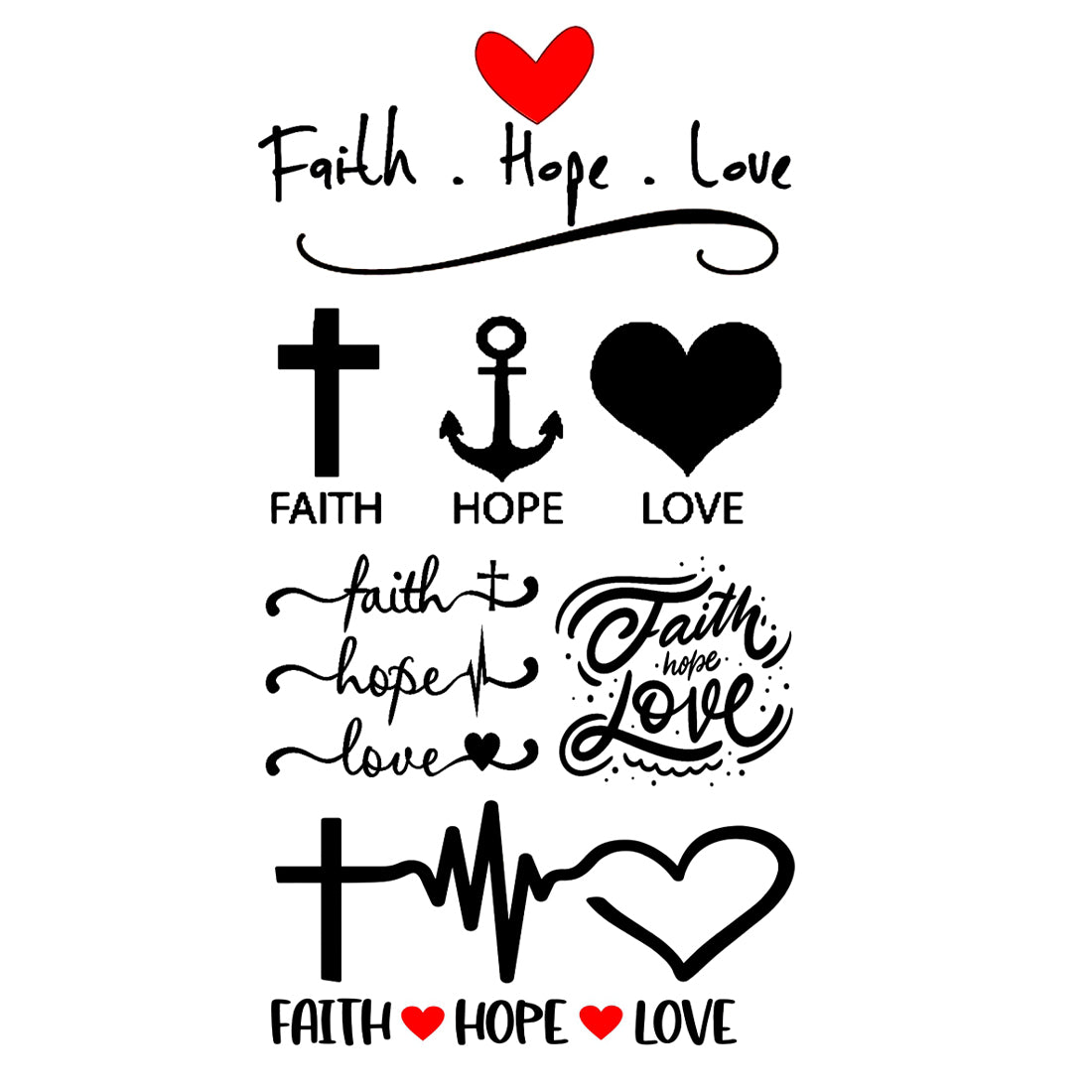 Faith Love Hope Tattoo Quotes Waterproof Men and Women Temporary Body Tattoo
