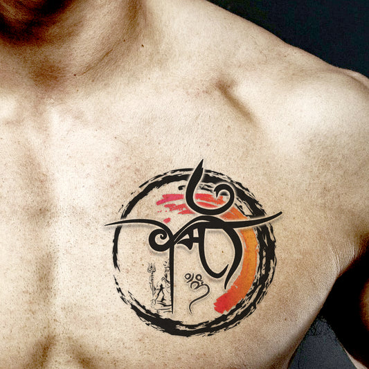 Shiva with Om Tattoo Maa Trishul Waterproof For Boys and Girls Temporary Tattoo