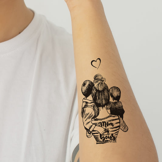 Mom Boys Tattoo Sticker Waterproof with Temporary Body Tattoo