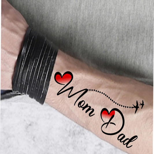 Heart Birds Mom Dad Tattoo Waterproof Men and Women Temporary Body Tattoo
