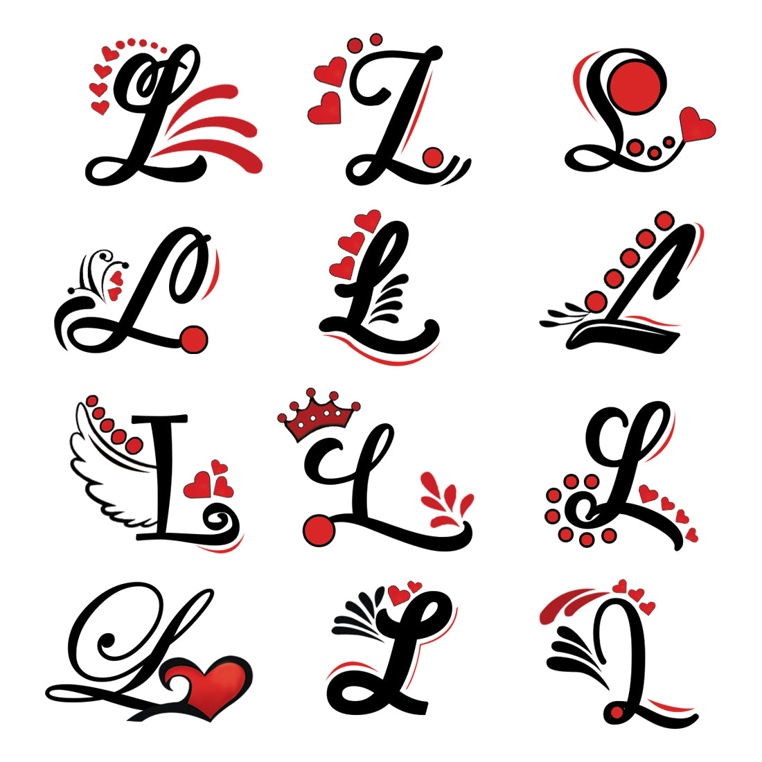 L Name Alphabet Tattoo Waterproof For Men and Women Temporary Body Tattoo