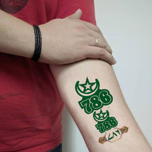 786 Tattoo Muslim Star on Hand Temporary Tattoo Waterproof For Boys and Grils
